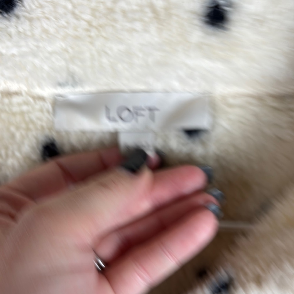 Loft > Cream Patterned Sherpa Pullover Sweatshirt… - image 3